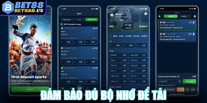 Tải APP Bet88 Đảm bảo đủ bộ nhớ để tải app Bet88